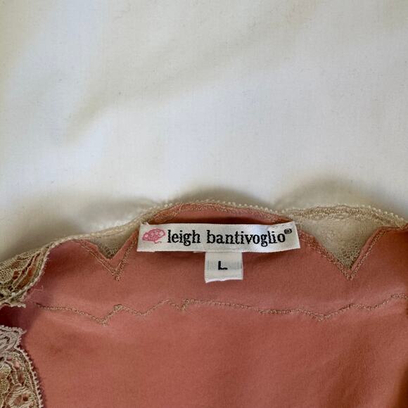 Y2K Leigh Bantivoglio Silk lace Camisole Tank L Pink Fairycore Romantic Vtg - Picture 5 of 14